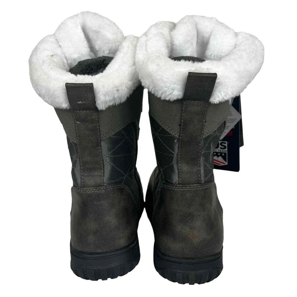Khombu Whitney Brown Faux Fur Cold Rated Thermolite Winter Boots Size 6